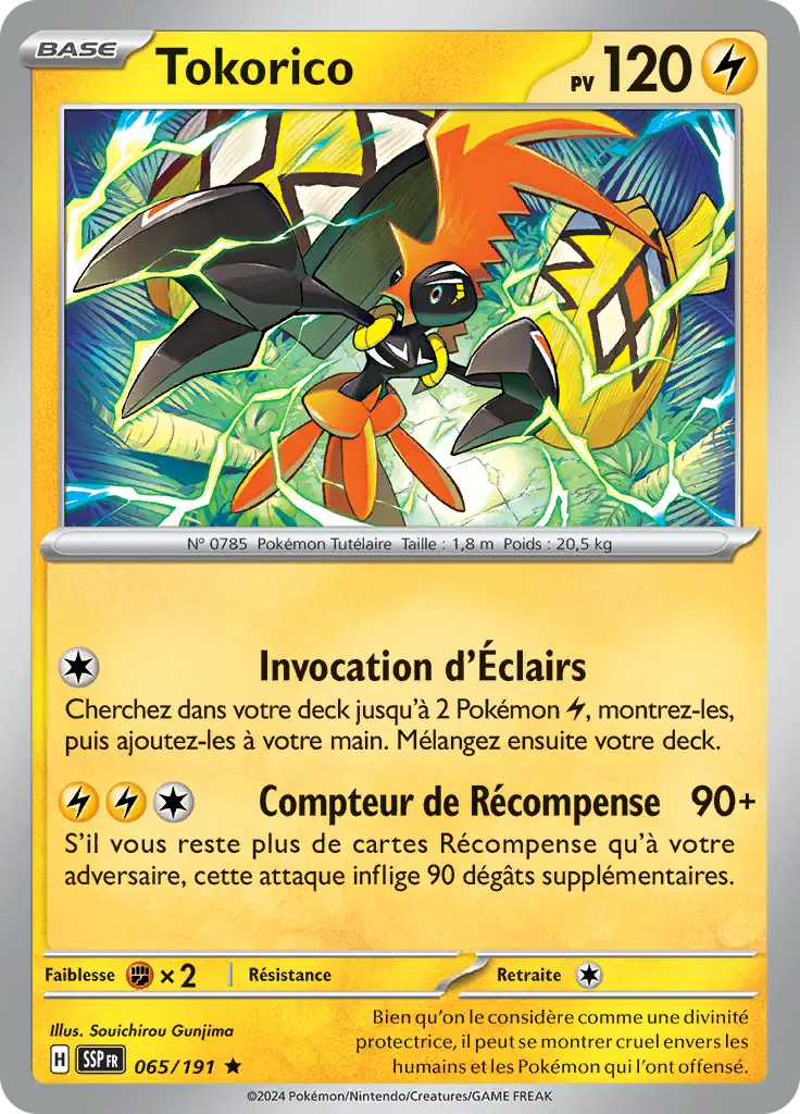 Carte Pokémon Tokorico #065 Non Holo — Étincelles Déferlantes
