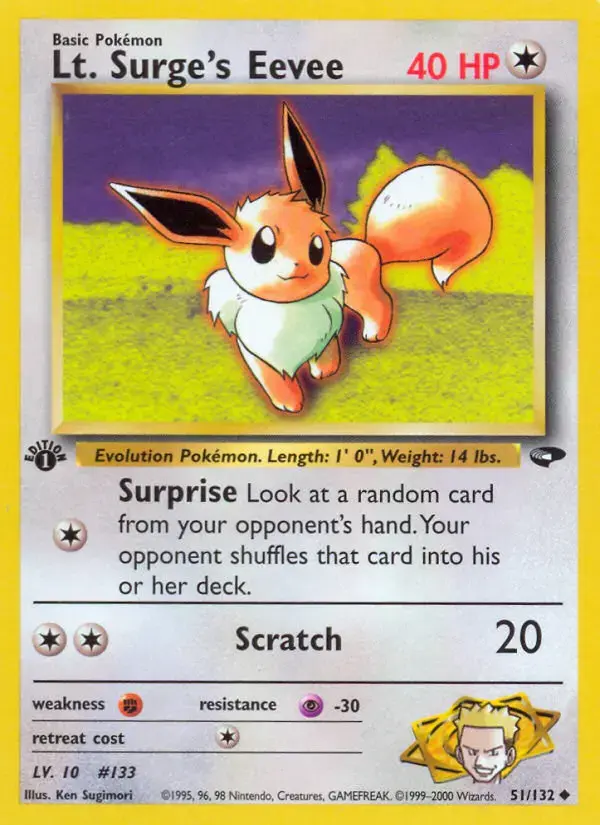 Carte Pokémon Lt. Surge's Évoli #51 — Gym Challenge