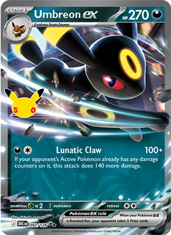 Umbreon ex #092 — 30th Celebration