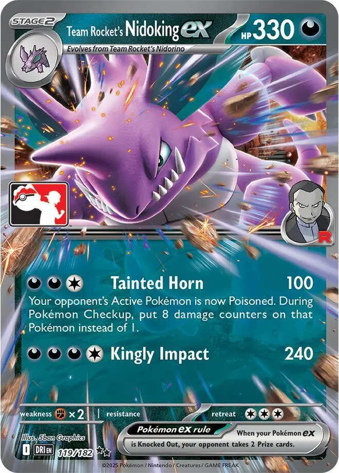 Team Rocket's Nidoking ex #119/182 S8 — Play! Pokémon Prize Pack Series