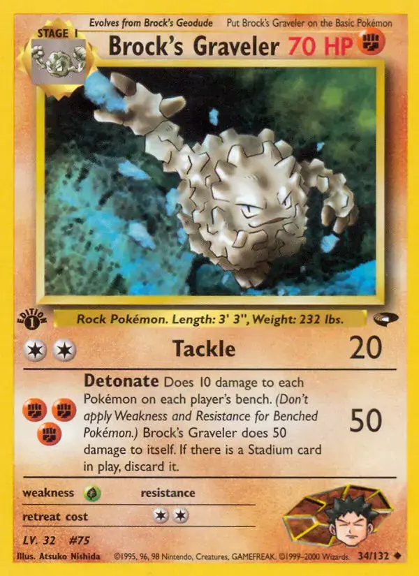 Carte Pokémon Brock's Gravalanch #34 — Gym Challenge