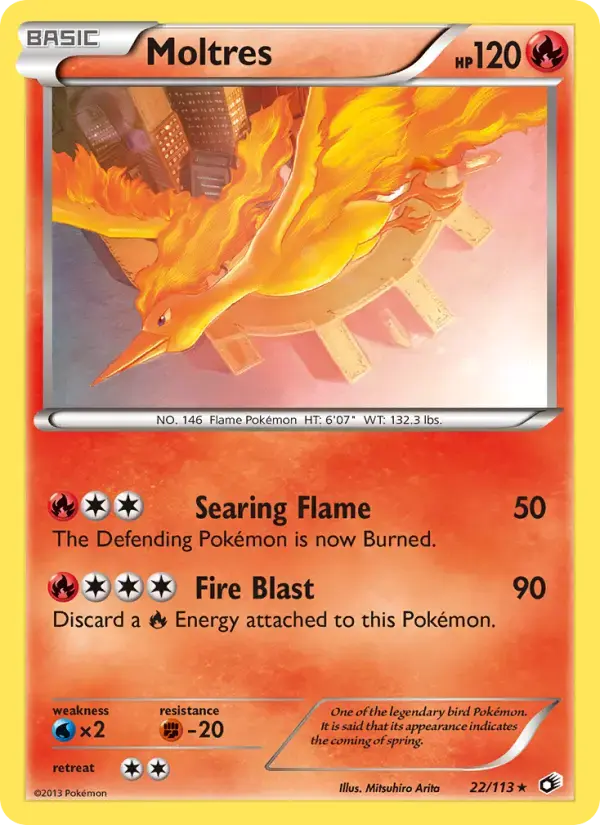 Carte Pokémon Moltres #22 — Trésors Légendaires