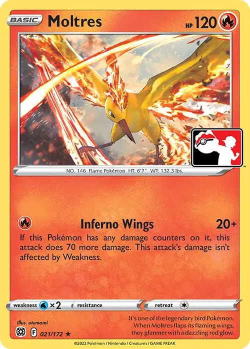 Carte Pokémon Moltres #021 — Play! Pokémon Prize Pack Series
