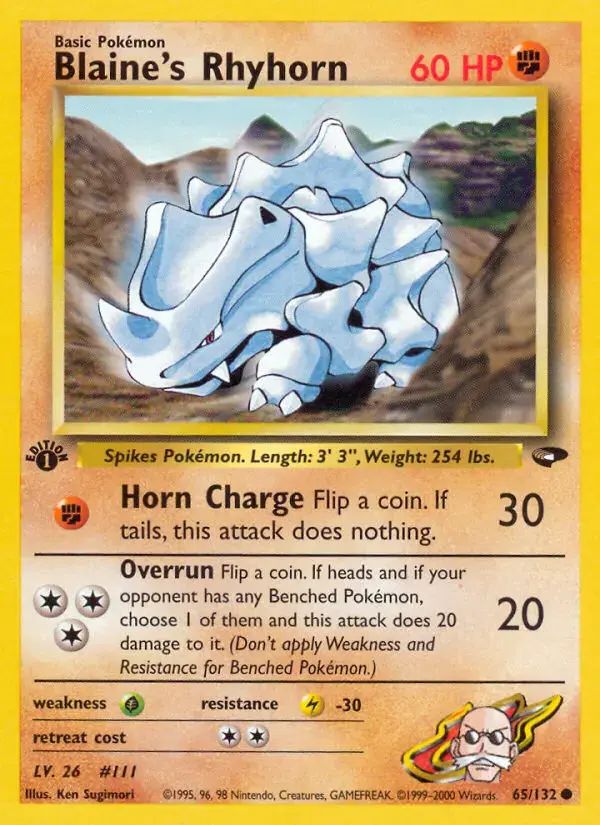 Carte Pokémon Blaine's Rhinocorne #65 — Gym Challenge
