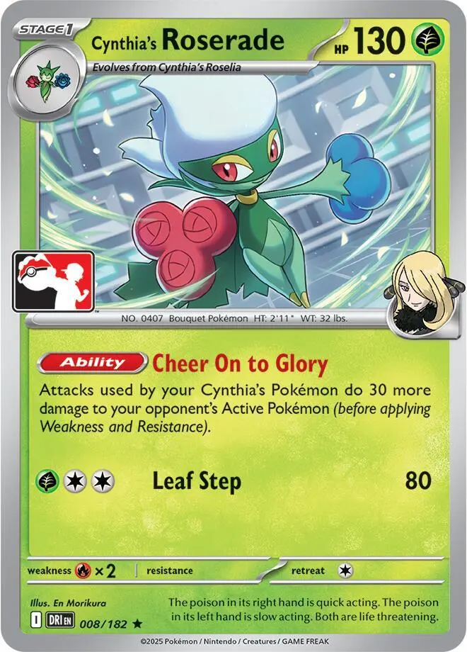 Cynthia's Roserade #008/182 S8 — Play! Pokémon Prize Pack Series