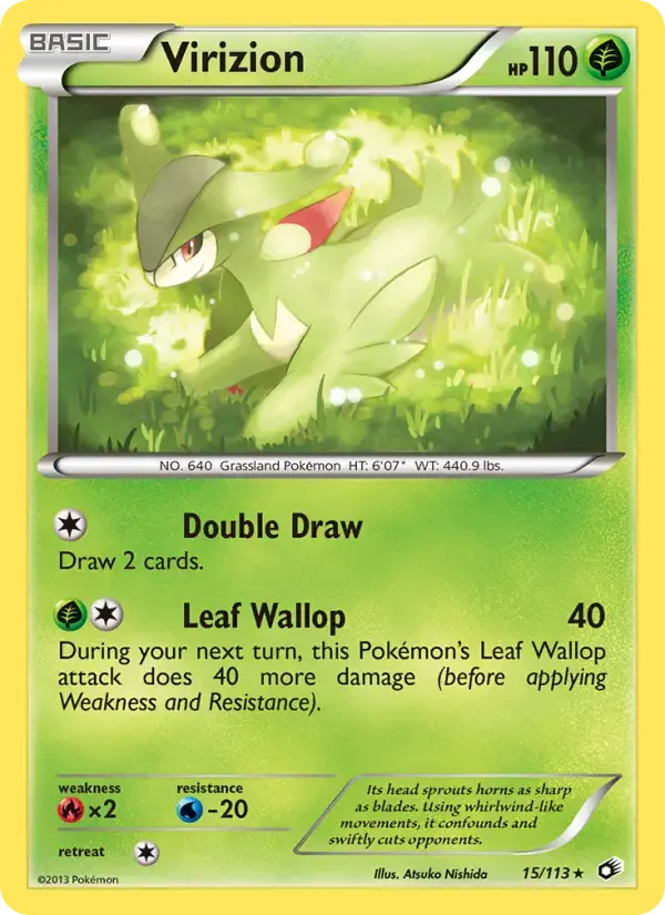 Carte Pokémon Virizion #15 — Trésors Légendaires
