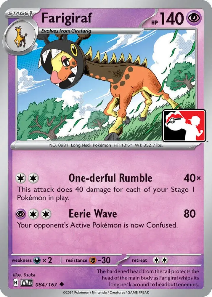 Farigiraf #084/167 S6 — Play! Pokémon Prize Pack Series