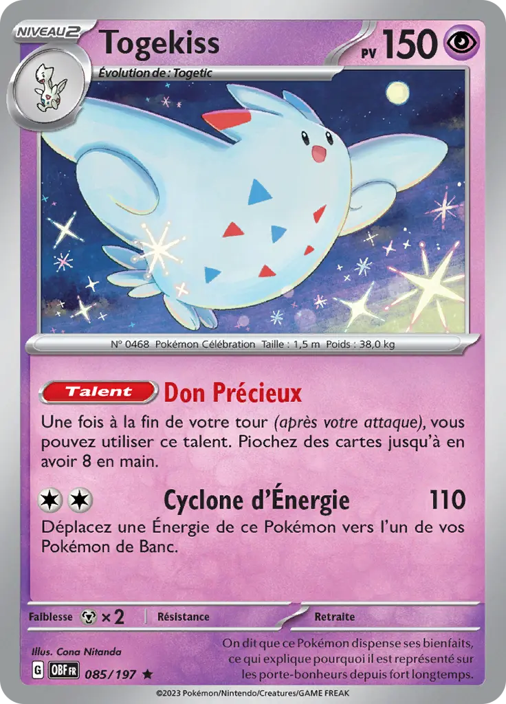 Carte Pokémon Togekiss #085 Cosmos — Flammes Obsidiennes