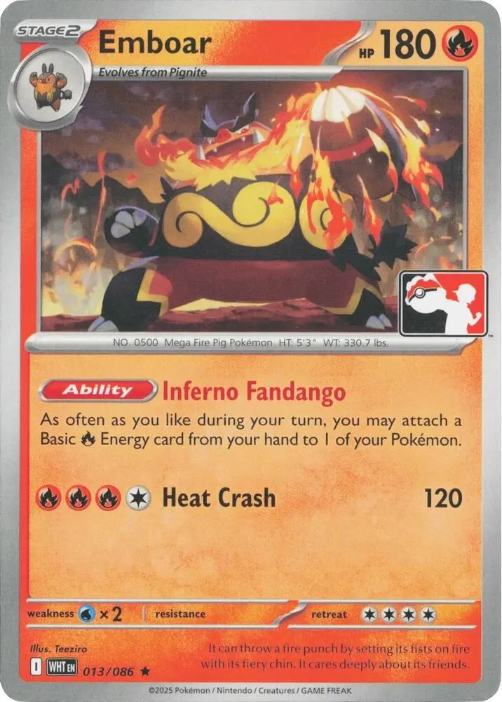 Emboar #013/086 S8 — Play! Pokémon Prize Pack Series