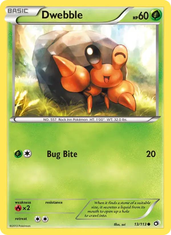 Carte Pokémon Dwebble #13 — Trésors Légendaires