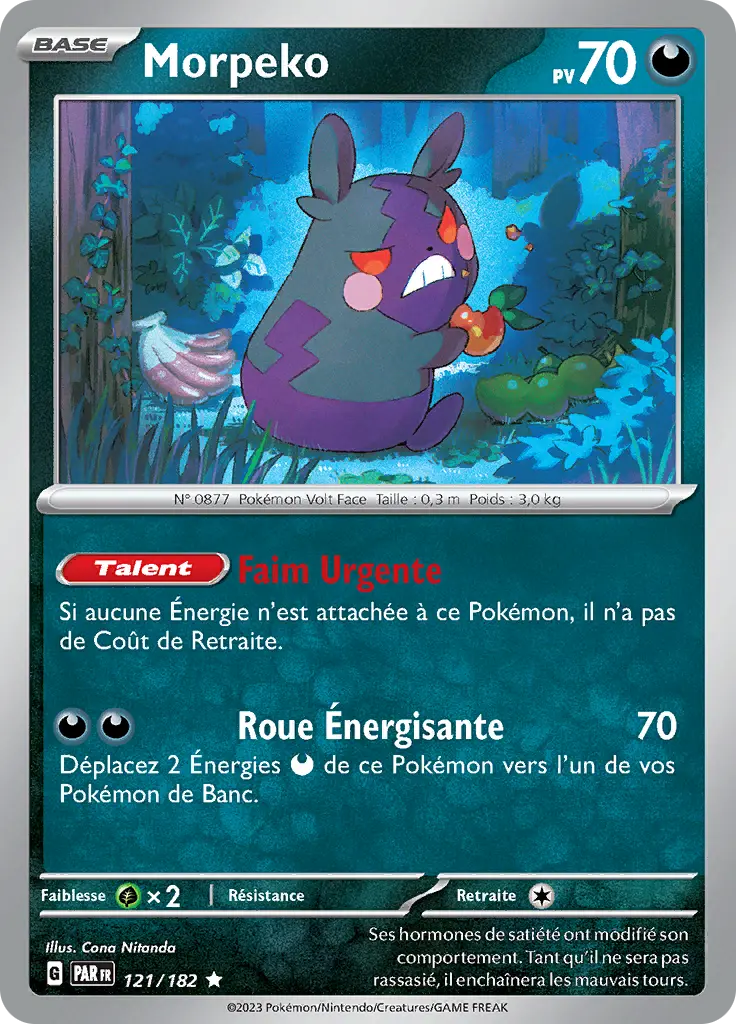 Carte Pokémon Morpeko #121 Non Holo — Faille Paradoxe