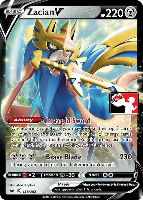 Carte Pokémon Zacian V #138 — Play! Pokémon Prize Pack Series
