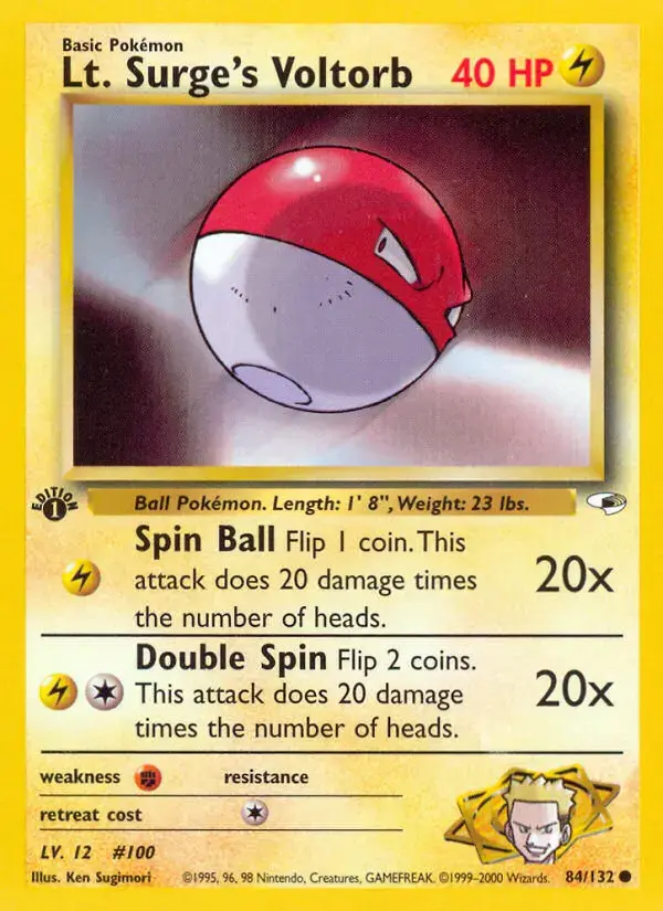 Carte Pokémon Lt. Surge's Voltorbe #84 — Gym Heroes