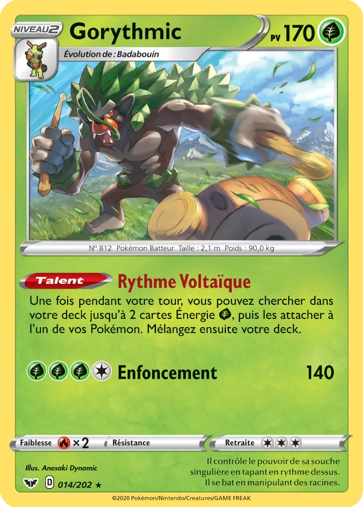 Carte Pokémon Gorythmic #014 Non Holo — Épée et Bouclier