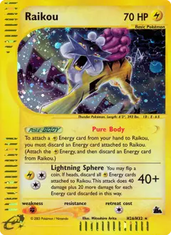 Carte Pokémon Raikou #H26 — Skyridge