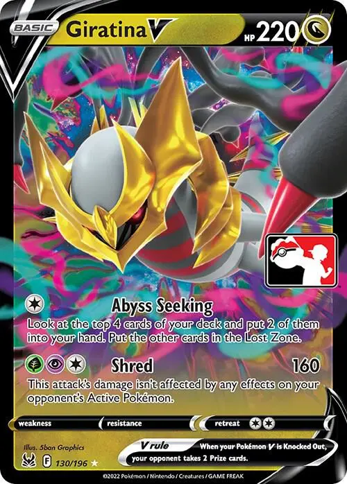 Giratina V #130/196 S4 — Play! Pokémon Prize Pack Series