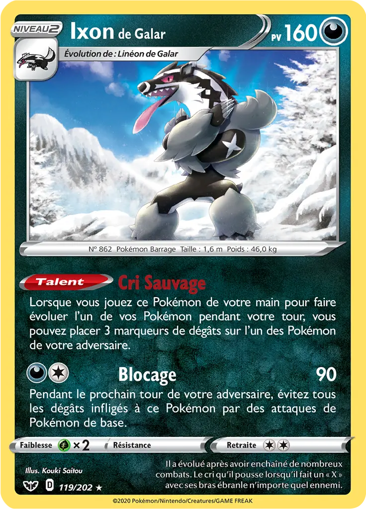 Carte Pokémon Ixon de Galar #119 Non Holo — Épée et Bouclier