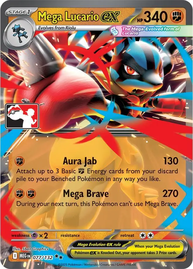 Mega Lucario ex #077/132 S9 — Play! Pokémon Prize Pack Series