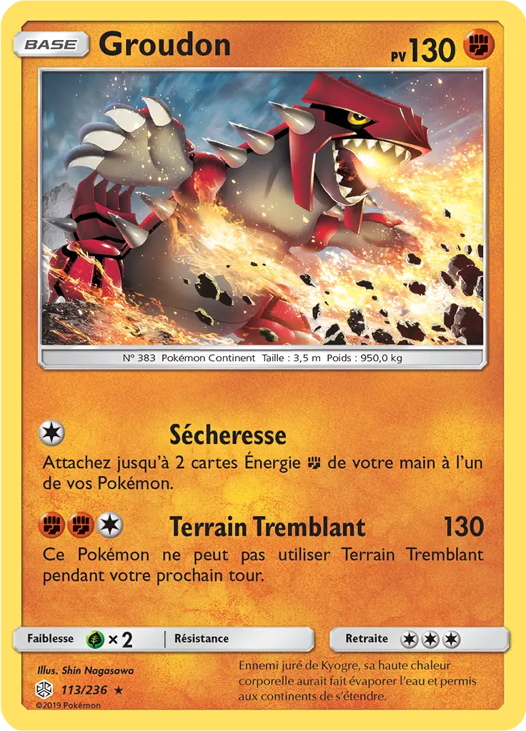 Carte Pokémon Groudon #113 Cracked Ice — Éclipse Cosmique