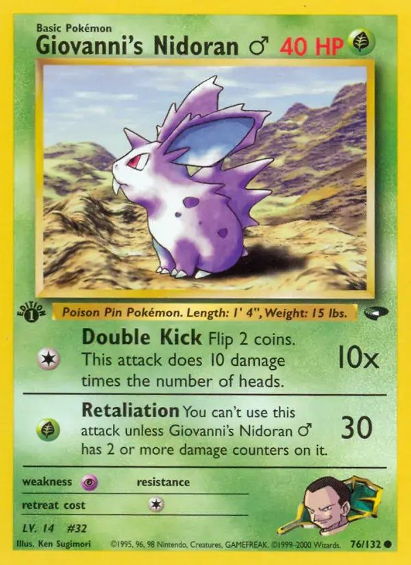 Carte Pokémon Giovanni's Nidoran ♂ #76 — Gym Challenge