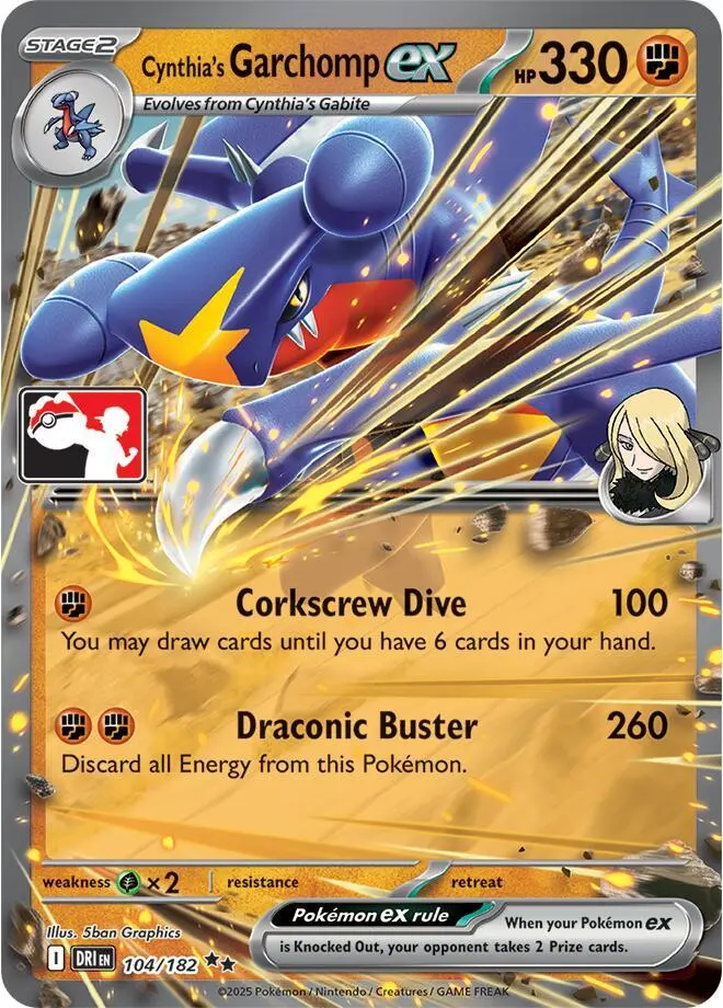 Cynthia's Garchomp ex #104/182 S8 — Play! Pokémon Prize Pack Series