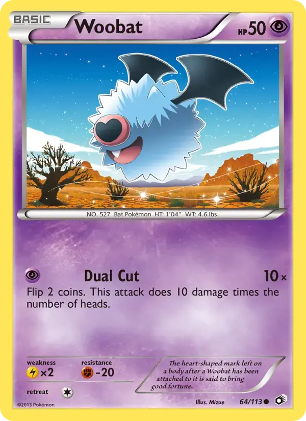 Carte Pokémon Woobat #64 — Trésors Légendaires