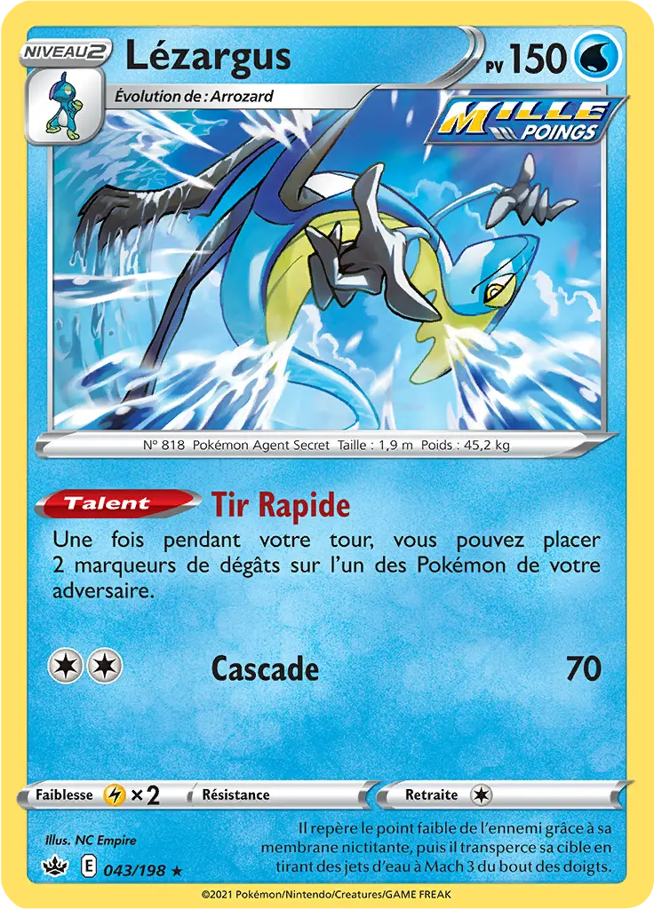 Carte Pokémon Lézargus #043 Non Holo — Règne de Glace