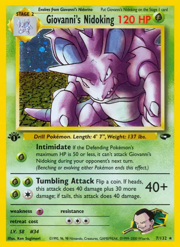 Carte Pokémon Giovanni's Nidoking #7 — Gym Challenge