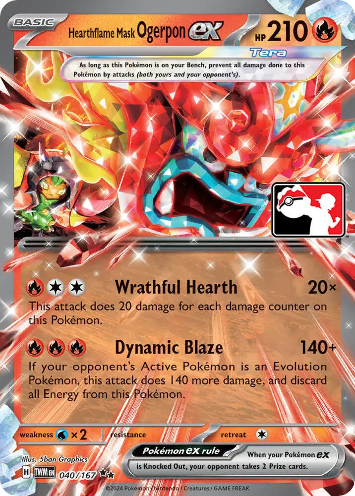Hearthflame Mask Ogerpon ex #040/167 S6 — Play! Pokémon Prize Pack Series