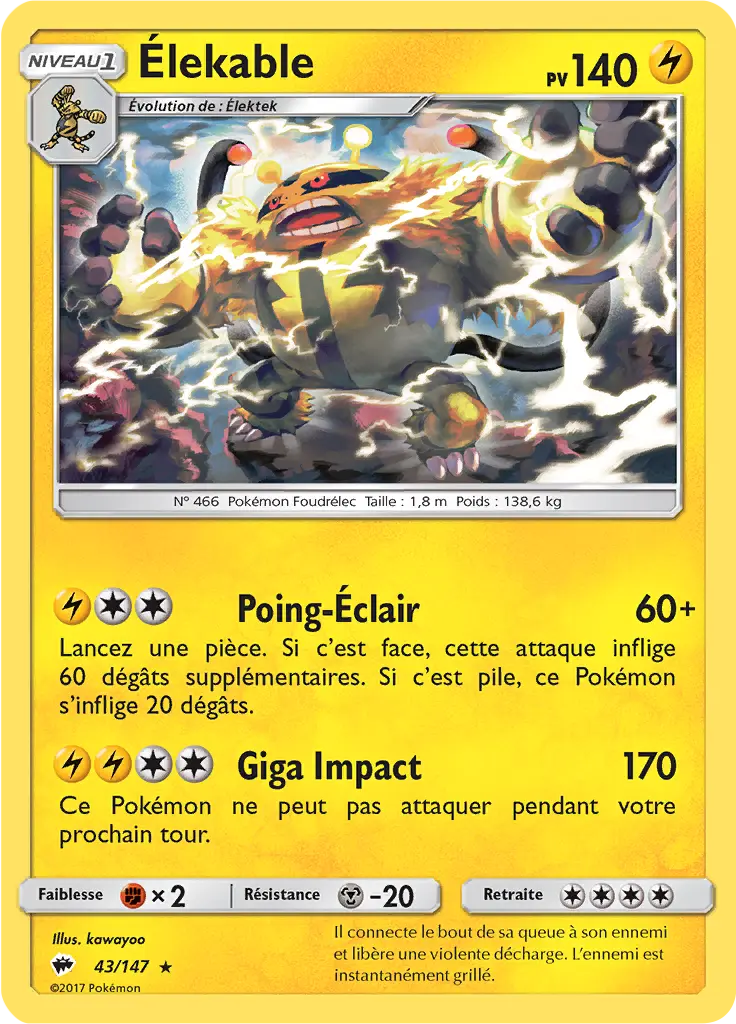 Carte Pokémon Élekable #043 Stamp V1 — Ombres Ardentes