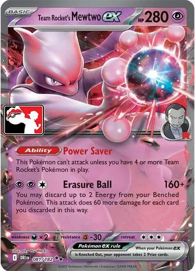 Team Rocket's Mewtwo ex #081/182 S8 — Play! Pokémon Prize Pack Series