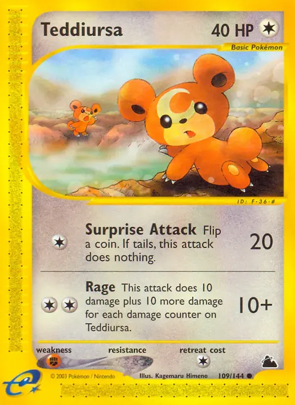 Carte Pokémon Teddiursa #109 — Skyridge