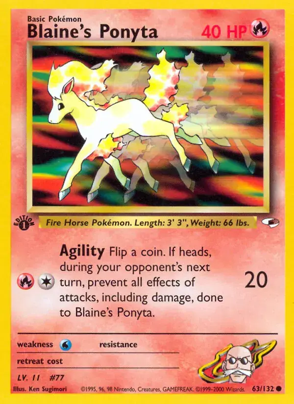 Carte Pokémon Blaine's Ponyta #63 — Gym Heroes