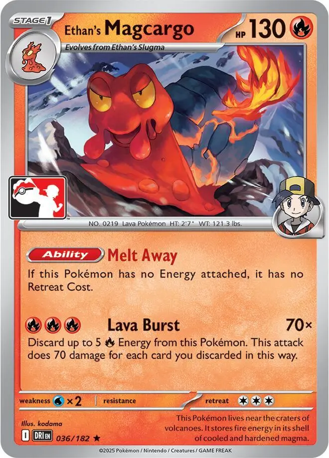 Ethan's Magcargo #036/182 S8 — Play! Pokémon Prize Pack Series