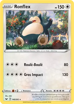 Carte Pokémon Ronflex #140 Cosmos — Épée et Bouclier