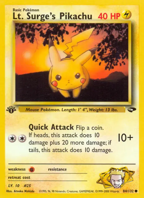 Carte Pokémon Lt. Surge's Pikachu #84 — Gym Challenge