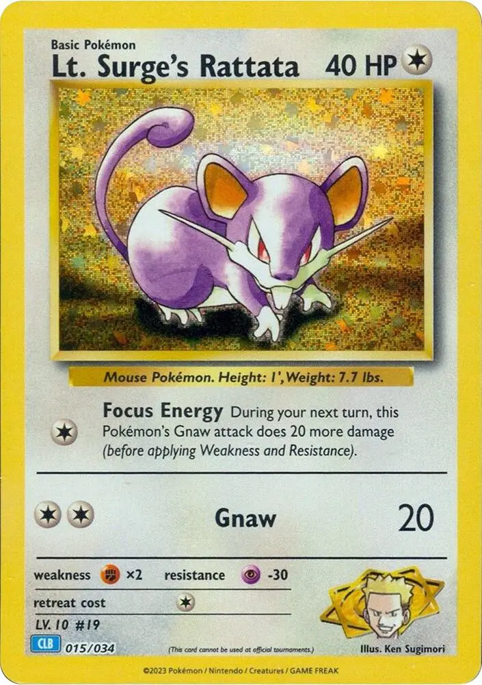 Carte Pokémon Lt. Surge's Rattata #015 — Deck Tortank & Suicune-ex