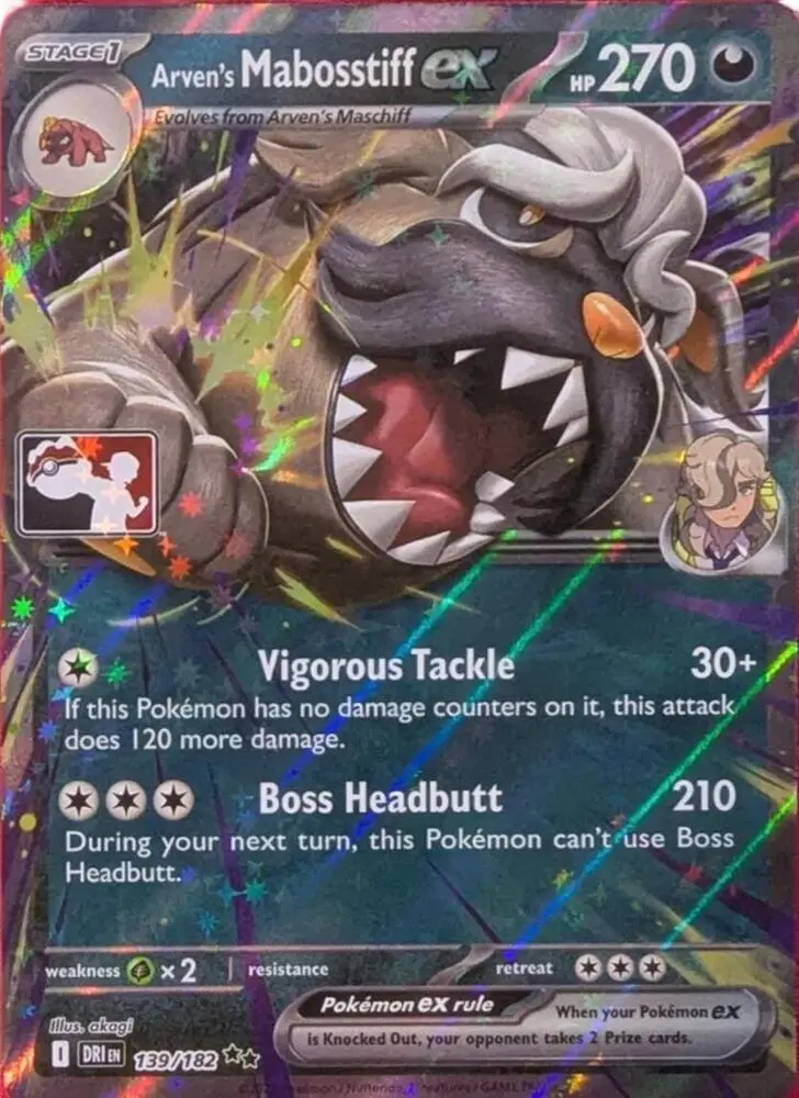 Arven's Mabosstiff ex #139/182 S8 — Play! Pokémon Prize Pack Series