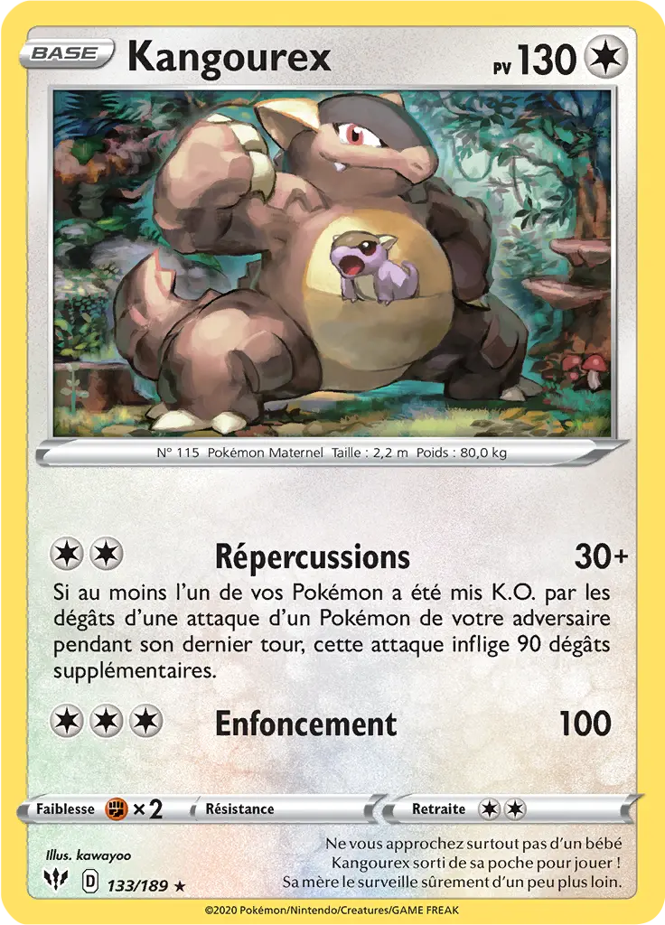 Carte Pokémon Kangourex #133 Non Holo — Ténèbres Embrasées
