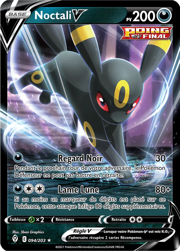 Carte Pokémon Noctali V #094 Non Holo — Évolution Céleste