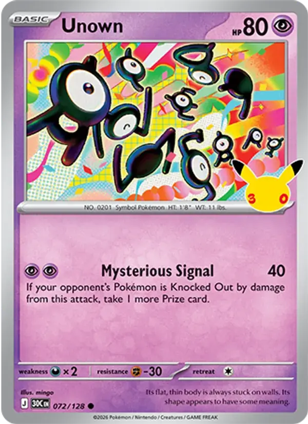 Unown #072 — 30th Celebration