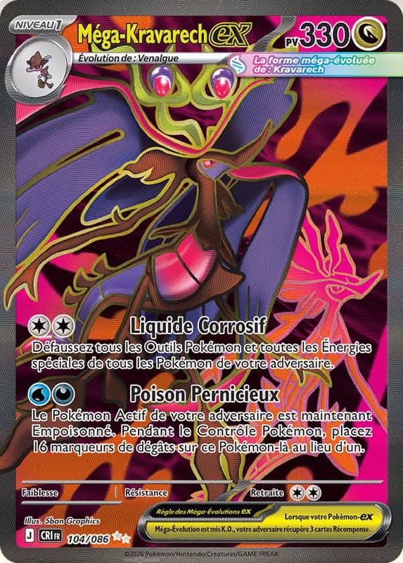 Carte Pokémon Méga-Kravarech-ex #104 — Chaos Ascendant