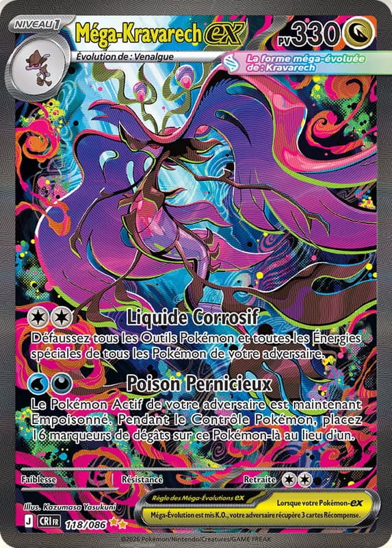 Carte Pokémon Méga-Kravarech-ex #118 — Chaos Ascendant