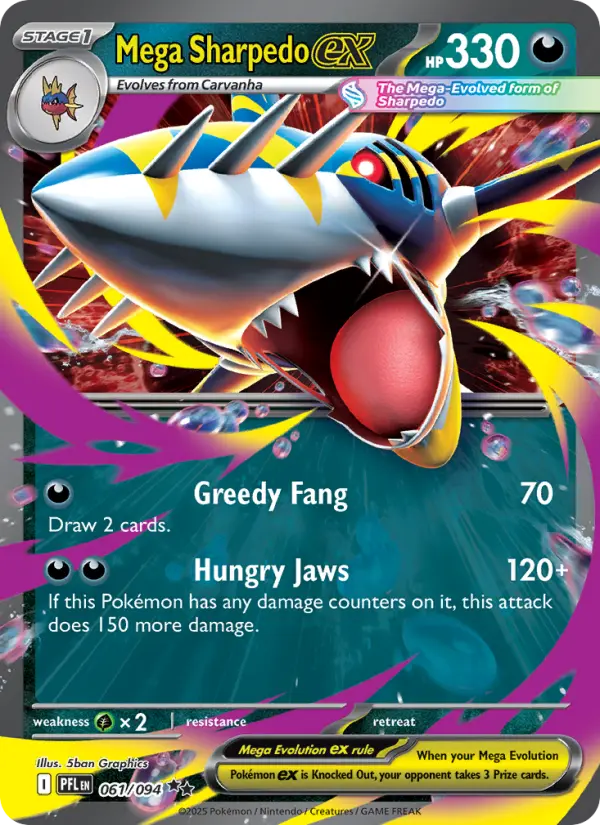 Mega Sharpedo ex #061 — Phantasmal Flames