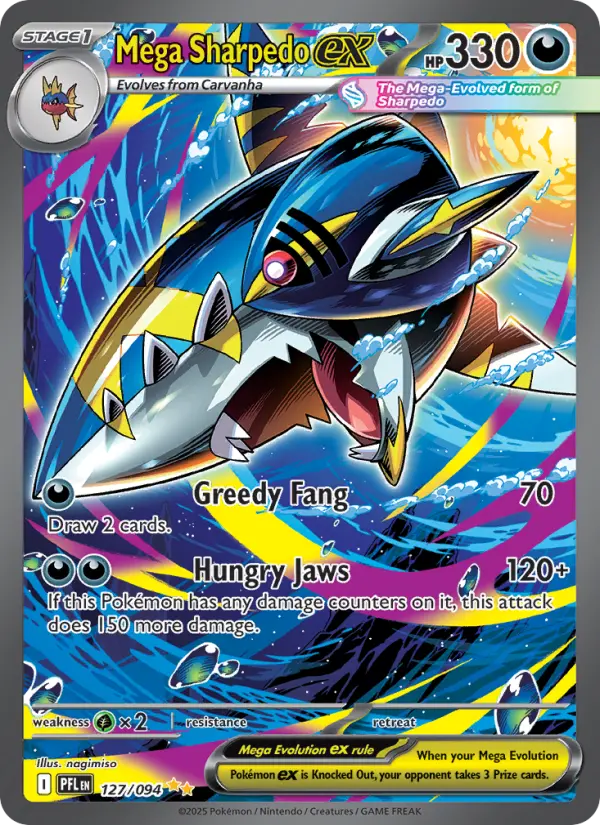 Mega Sharpedo ex #127 — Phantasmal Flames