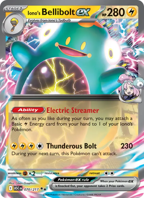 Iono's Bellibolt ex #070 — Ascended Heroes