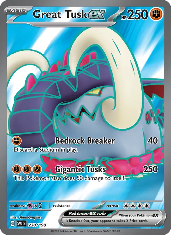 Great Tusk ex #230 — Scarlet & Violet