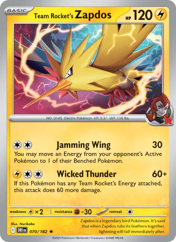 Team Rocket's Zapdos #070 — Destined Rivals