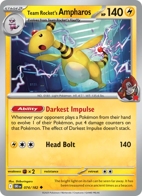 Team Rocket's Ampharos #074 — Destined Rivals