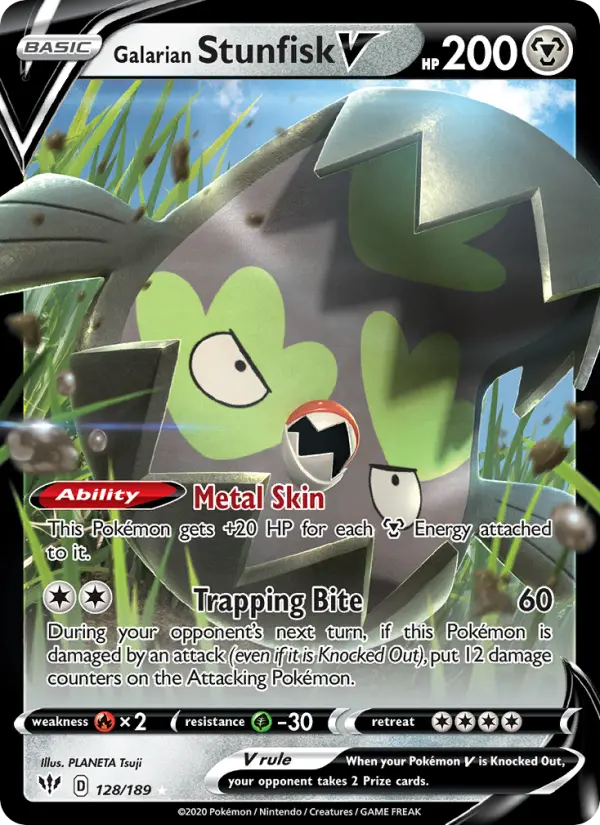 Galarian Stunfisk V #128 — Darkness Ablaze